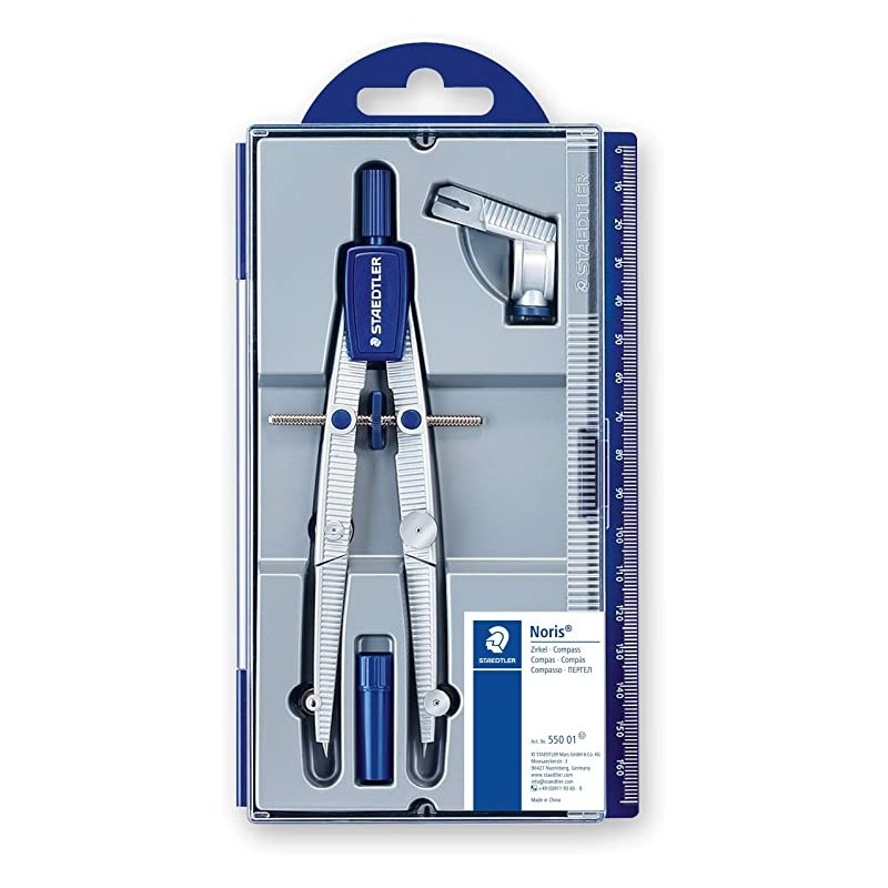 Staedtler NORIS CLUB 550 01, compás escolar de precisión con rueda de ajuste